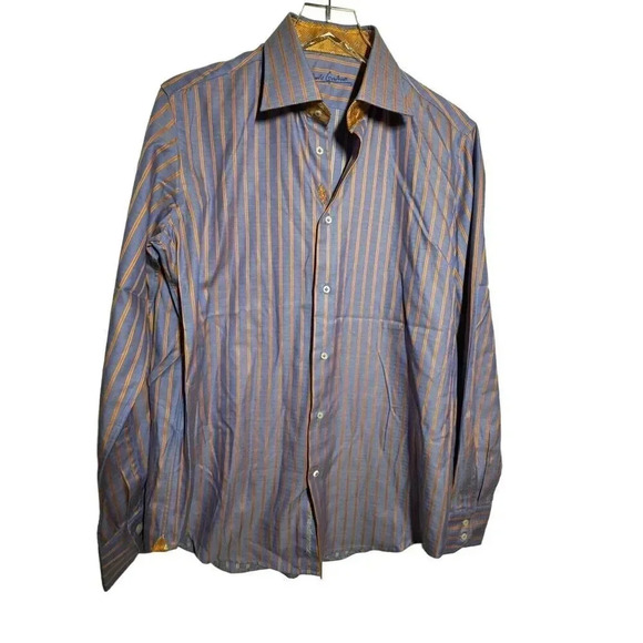 Robert Graham Button Up Shirt Mens M/L Classic Fit blue  Flip Cuff Spread 41 - Picture 1 of 8